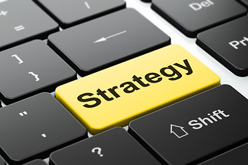 Image showing Business concept: Strategy on computer keyboard background