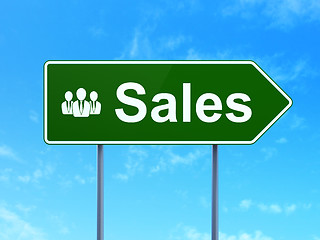 Image showing Marketing concept: Sales and Business People on road sign background