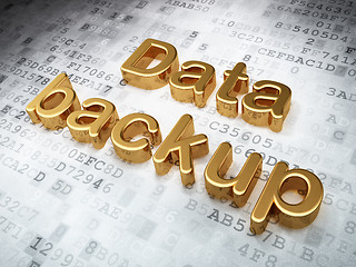 Image showing Information concept: Golden Data Backup on digital background