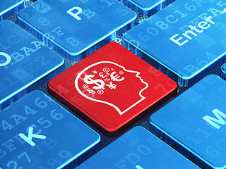 Image showing Business concept: Head With Finance Symbol on computer keyboard background