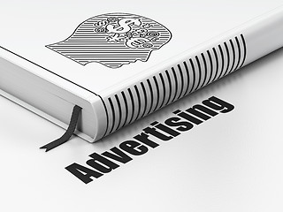 Image showing Marketing concept: book Head With Finance Symbol, Advertising on white background