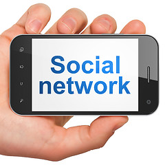 Image showing Social network concept: Social Network on smartphone