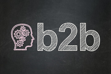 Image showing Finance concept: Head With Gears and B2b on chalkboard background