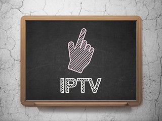 Image showing Web development concept: Mouse Cursor and IPTV on chalkboard background