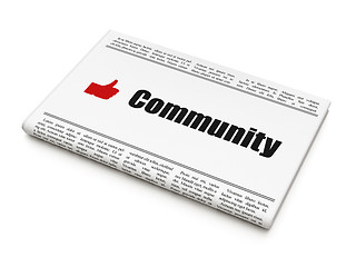 Image showing Social network concept: newspaper with Community and Thumb Up