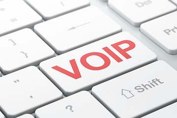 Image showing SEO web development concept: VOIP on computer keyboard background