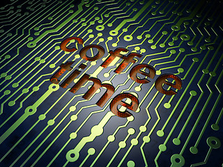 Image showing Time concept: Coffee Time on circuit board background