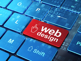 Image showing Web design concept: Mouse Cursor and Web Design on computer keyboard background