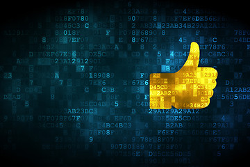 Image showing Social network concept: Thumb Up on digital background