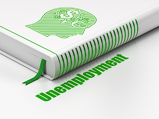 Image showing Business concept: book Head With Finance Symbol, Unemployment on white background