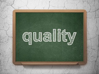 Image showing Advertising concept: Quality on chalkboard background