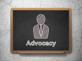 Image showing Law concept: Business Man and Advocacy on chalkboard background