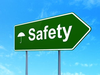 Image showing Privacy concept: Safety and Umbrella on road sign background