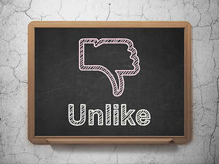Image showing Social network concept: Thumb Down and Unlike on chalkboard background