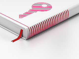 Image showing Safety concept: closed book, Key on white background