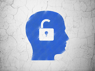 Image showing Business concept: Head With Padlock on wall background