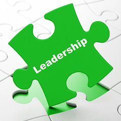 Image showing Business concept: Leadership on puzzle background