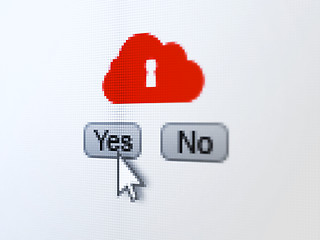 Image showing Cloud networking concept: Cloud With Keyhole on digital computer screen