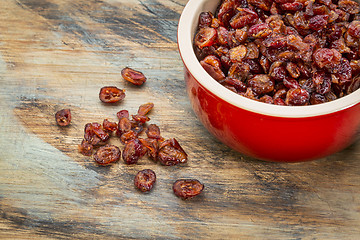 Image showing  bowl of dried cranberries