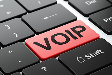 Image showing Web design concept: VOIP on computer keyboard background