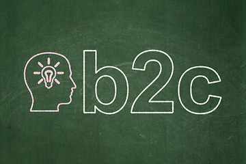 Image showing Finance concept: Head With Light Bulb and B2c on chalkboard background