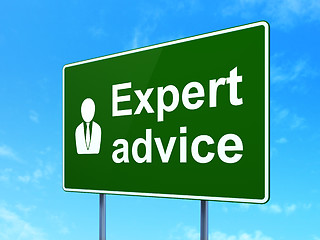 Image showing Law concept: Expert Advice and Business Man on road sign background