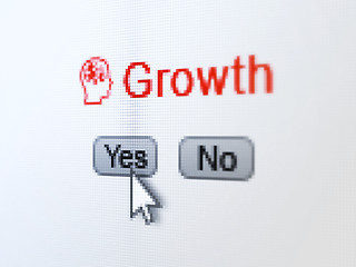 Image showing Finance concept: Head With Finance Symbol icon and Growth on digital computer screen