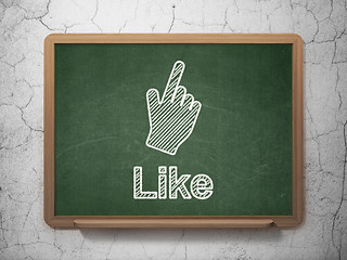 Image showing Social network concept: Mouse Cursor and Like on chalkboard background