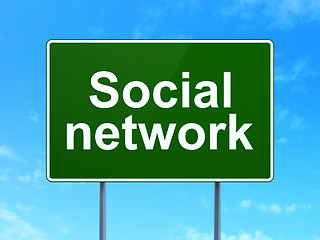 Image showing Social media concept: Social Network on road sign background