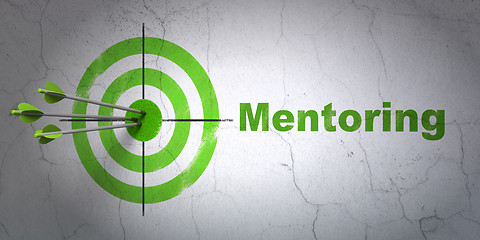Image showing Education concept: target and Mentoring on wall background