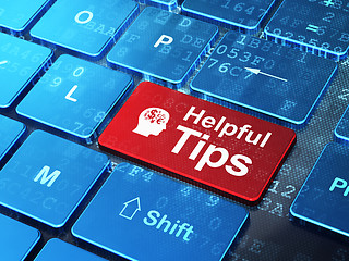 Image showing Education concept: Head With Finance Symbol and Helpful Tips on computer keyboard background