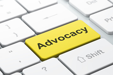 Image showing Law concept: Advocacy on computer keyboard background