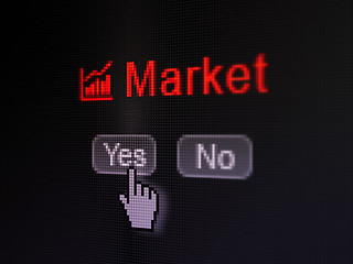 Image showing Finance concept: Growth Graph icon and Market on digital computer screen