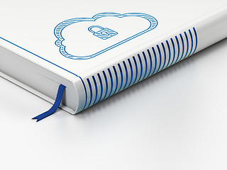 Image showing Cloud computing concept: closed book, Cloud With Padlock on white background