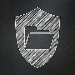 Image showing Business concept: Folder With Shield on chalkboard background