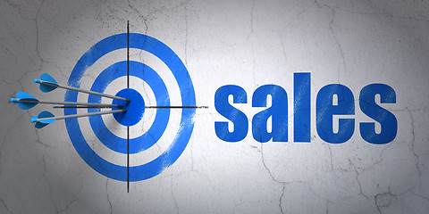Image showing Advertising concept: target and Sales on wall background