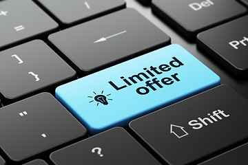 Image showing Business concept: Light Bulb and Limited Offer on computer keyboard background