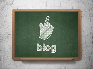 Image showing Web development concept: Mouse Cursor and Blog on chalkboard background