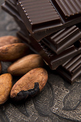 Image showing Cacao beans with milk chocolate