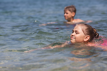 Image showing Children in the sea