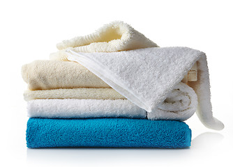 Image showing stack of various spa towels