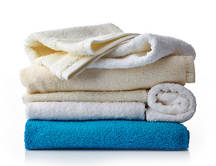 Image showing stack of various spa towels