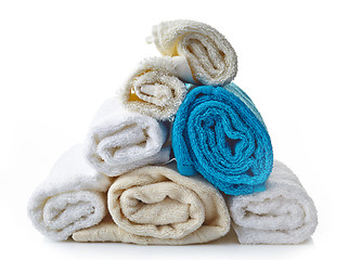 Image showing stack of various spa towels