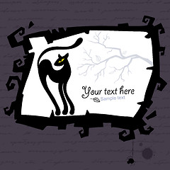 Image showing Vector Halloween template with black cat.