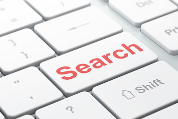 Image showing SEO web design concept: Search on computer keyboard background