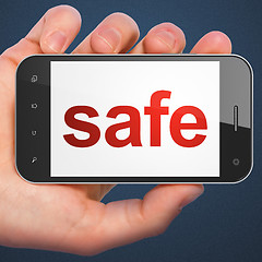 Image showing Security concept: Safe on smartphone