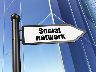Image showing Social network concept: sign Social Network on Building background