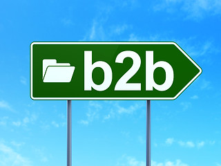 Image showing Finance concept: B2b and Folder on road sign background