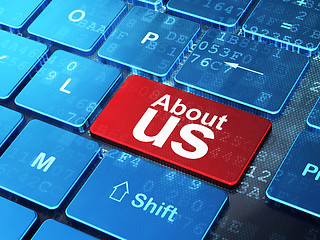 Image showing Marketing concept: About Us on computer keyboard background