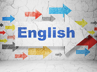 Image showing Education concept: arrow with English on grunge wall background